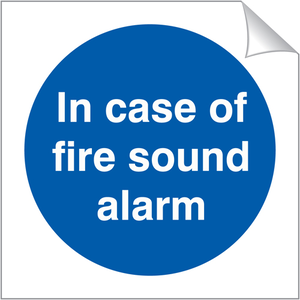 In Case Of Fire Sound Alarm 120 x 120mm Sticker