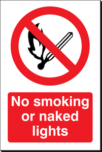 No Smoking or Naked Lights 240 x 360mm Sign