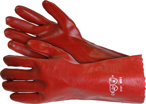Red PVC Gauntlets 14" Long
