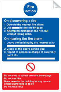 Fire Action 240 x 360mm Sticker